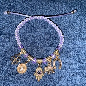 Handmade Purple and Gold Charm Bracelet